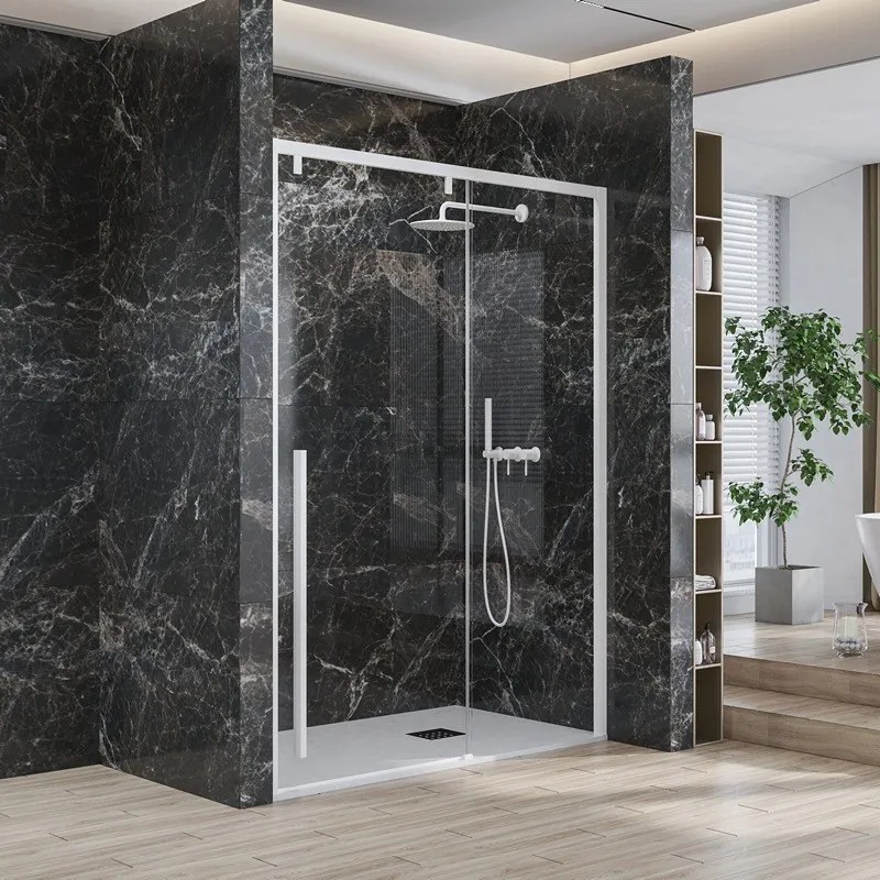 Porta doccia bianca 120cm scorrevole altezza 200h | KSA4000B - KAMALU