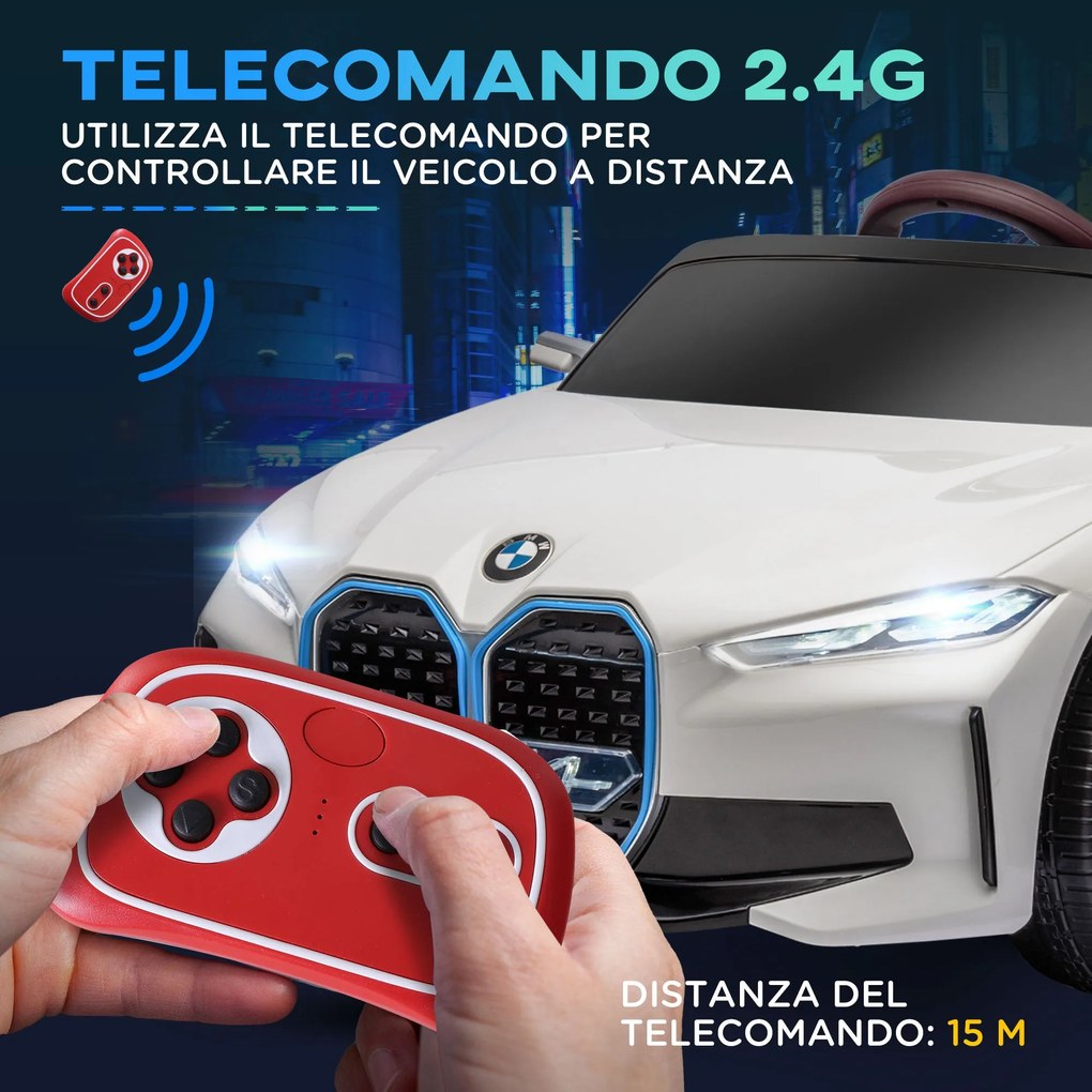 Macchina Elettrica per Bambini 12V con Licenza BMW I4 Bianca...