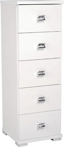 Cassettiera in legno con 5 cassetti 32x91h cm Bianco Frassinato