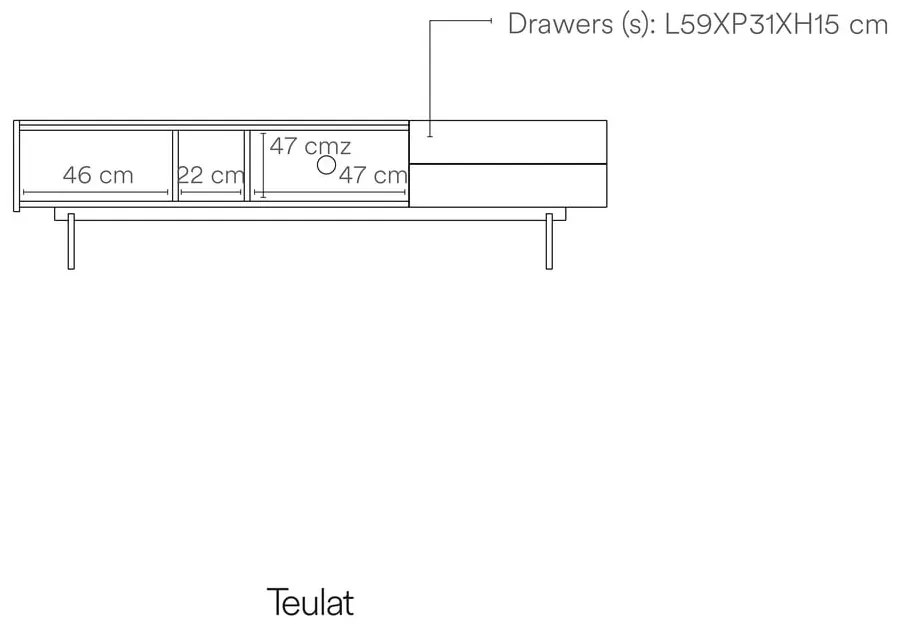 Tavolo TV beige/naturale in rovere 180x45 cm Otto - Teulat