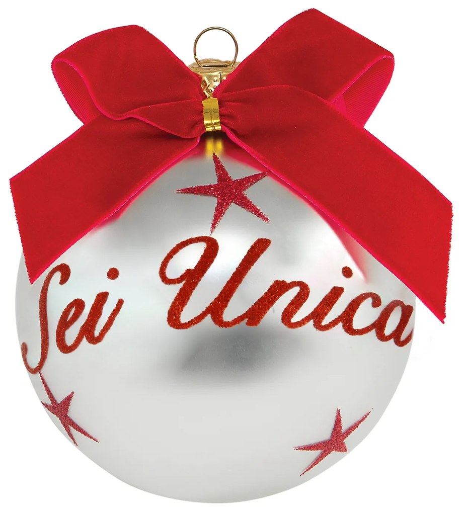 Pallina Natale con scritta Sei Unica 10 cm