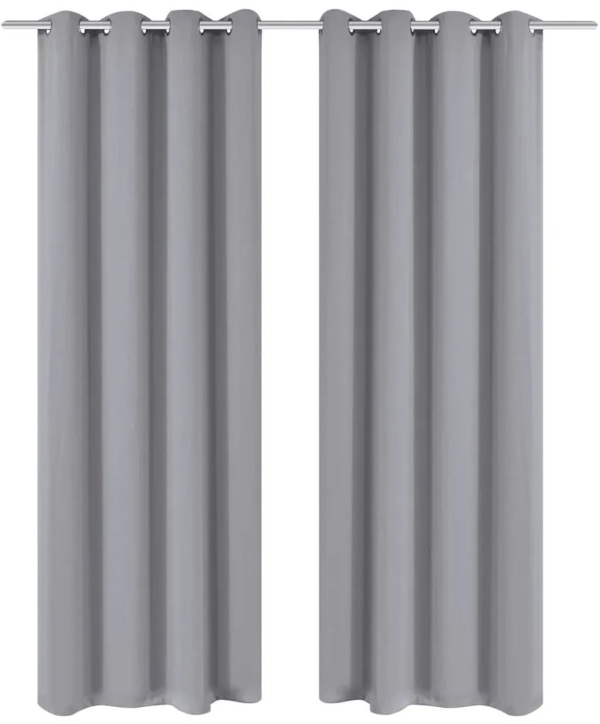 2 Pz Tende Oscuranti Con Occhielli İn Metallo 135x175 Cm Grigie /