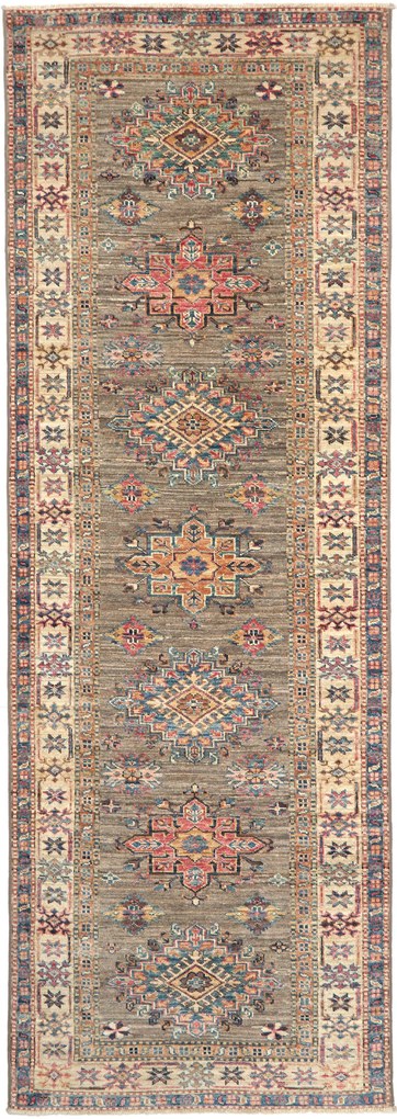 Kazak Tappeto orientale 240 x 80 Grigio (Pakistan) Annodato A Mano