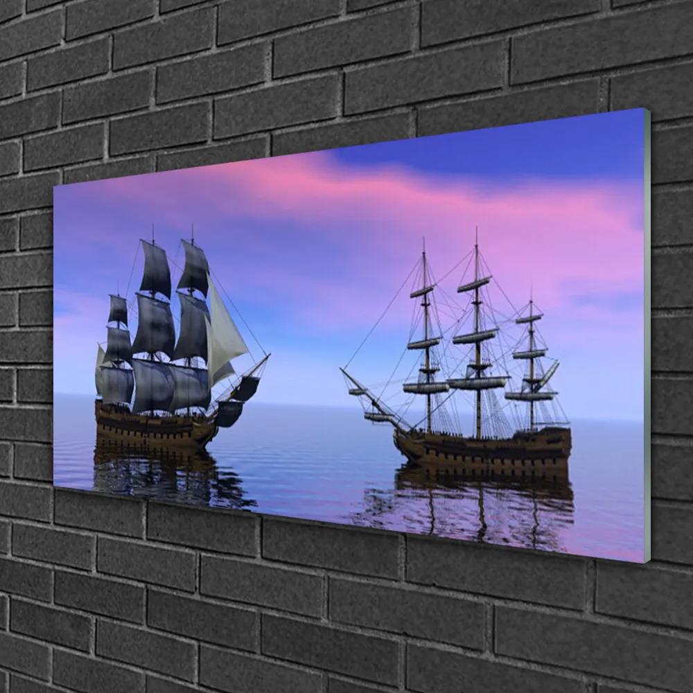 Quadro su vetro Barche Mare Paesaggio 100x50 cm