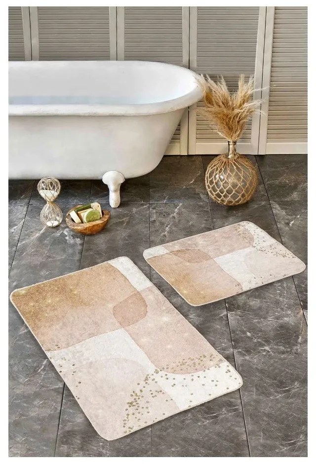 Set di tappetini per il bagno beige in velluto 2 pz 60x100 cm – Mila Home