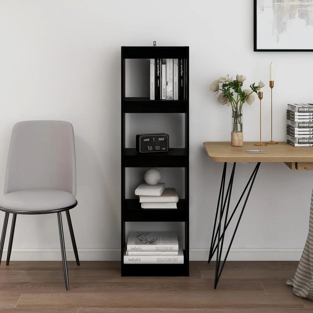 Libreria/divisorio nero 40x30x135,5 cm in legno massello di pino