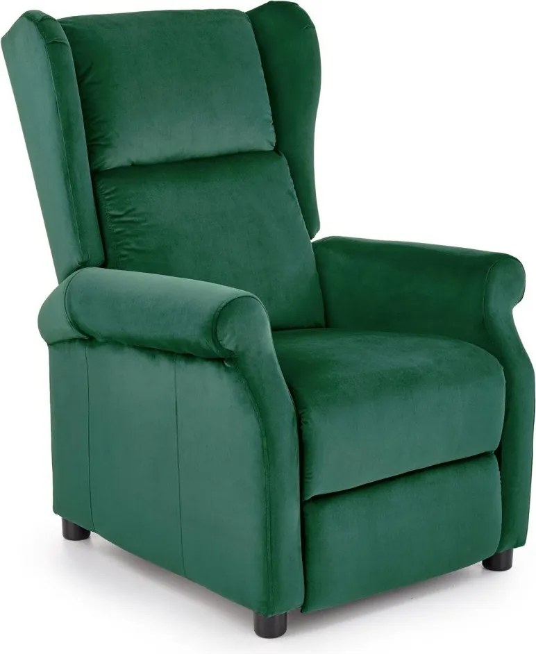 Poltrona reclinabile Agustin 2 in velluto verde - H107 cm