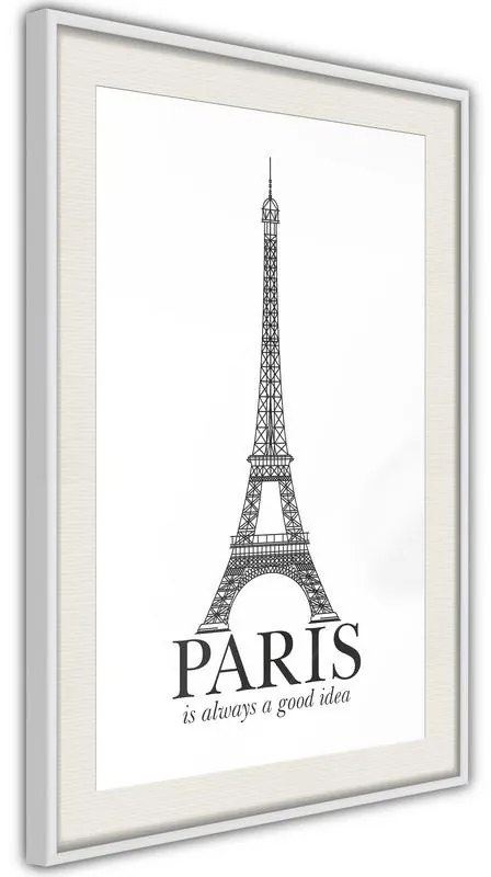 Poster  Eiffel Tower  Cornice Quadri Cornice nera con pass-partout, Larghezza x Altezza Home decor 20x30