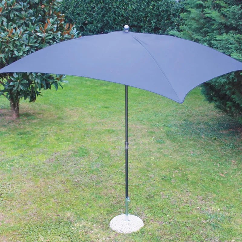 Ombrellone a palo centrale grigio Poli con telo rettangolare blu L 225 x P 190 x H 265 cm