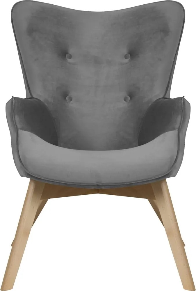 Poltrona grigia con rivestimento in velluto Niko – Ropez