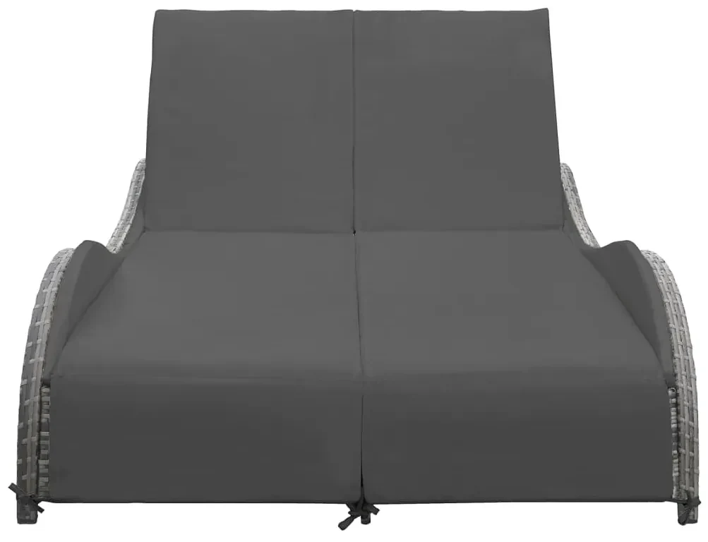 Lettino prendisole doppio con cuscino in polyrattan antracite