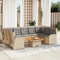 Set Divani da Giardino 7 pz con Cuscini in Polyrattan Beige 3262371