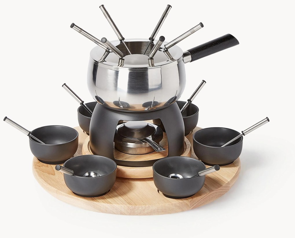 Set per fonduta in acciaio inossidabile e porcellana Maro 22 pz (6 persone)