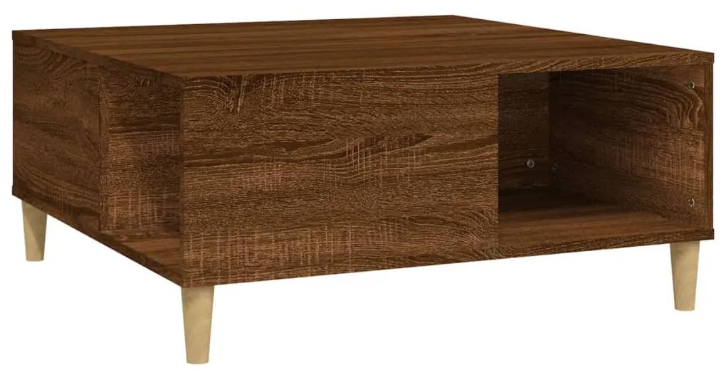 Tavolino salotto rovere marrone 80x80x36,5 cm legno multistrato