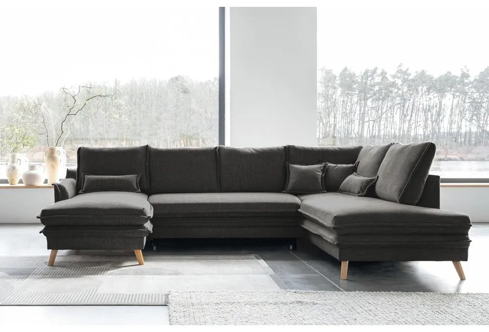 Divano letto angolare grigio scuro (angolo destro a forma di U) Charming Charlie - Miuform