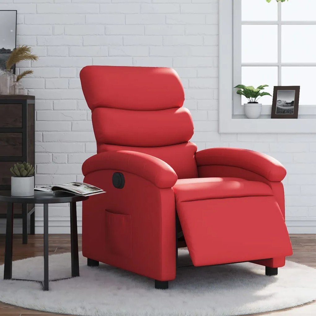 Poltrona Reclinabile Elettrica Rossa İn Similpelle /