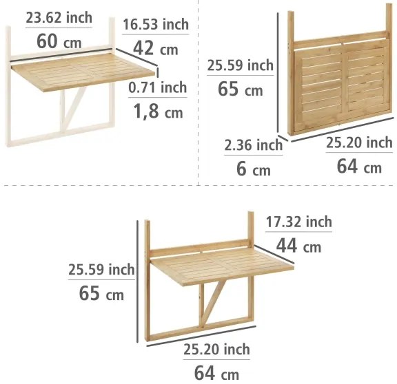 WENKO 69806800 - Tavolo WAIKIKI 64x65 cm bianco/marrone