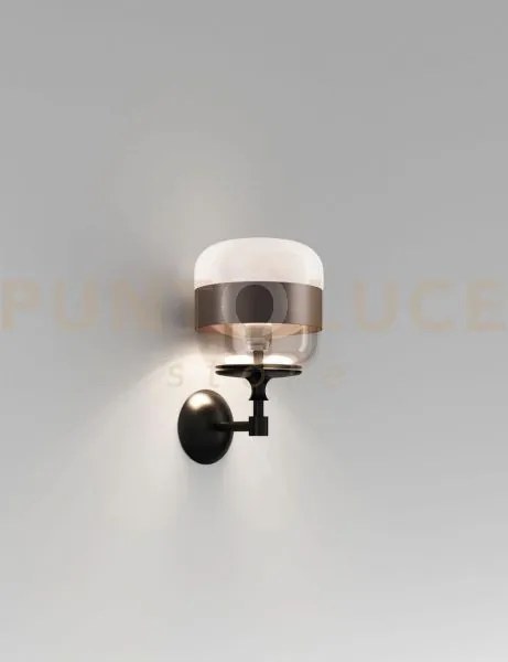 Futura applique a parete p fume' marrone montatura nero opaco 1 luc...