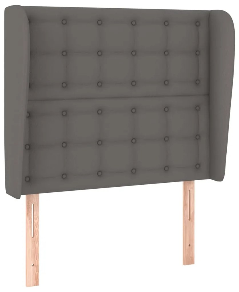 Testiera ad orecchio grigio scuro 93x23x118/128cm in similpelle