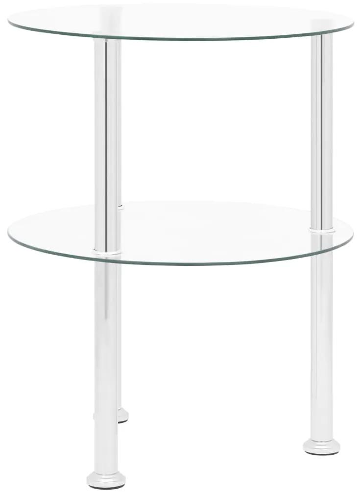 Tavolino a 2 livelli trasparente 38 cm in vetro temperato