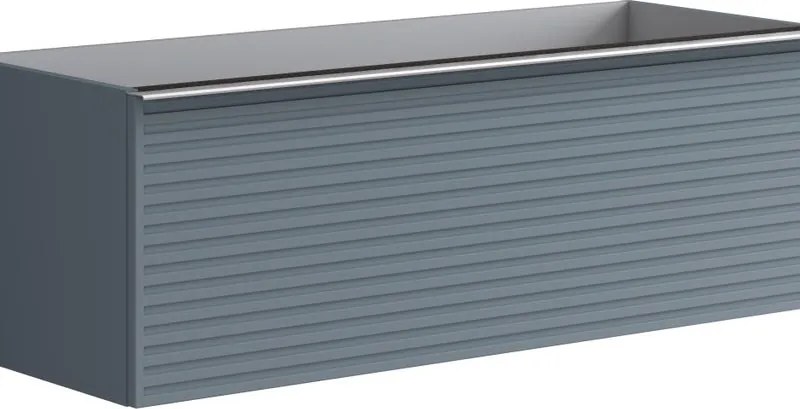 Mobile da bagno sospeso sotto lavabo L 120 x H 40 x P 45.5 cm indaco laccato, 2 cassetti Pixel stripes