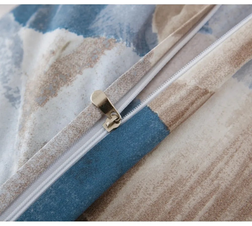 Biancheria da letto blu/marrone in microsatinato per letto singolo 3 pezzi 140x200 cm Eden – JAHU collections