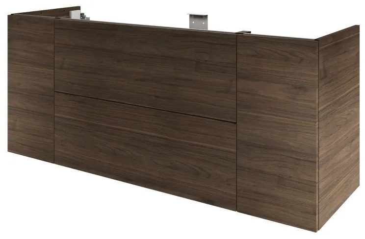 Mobile da bagno sospeso sotto lavabo L 150 x H 64 x P 48 cm rovere noce, 2 cassetti 2 ante con cassetto Apertura push-pull SENSEA Neo, Maniglie acquistabili separatamente