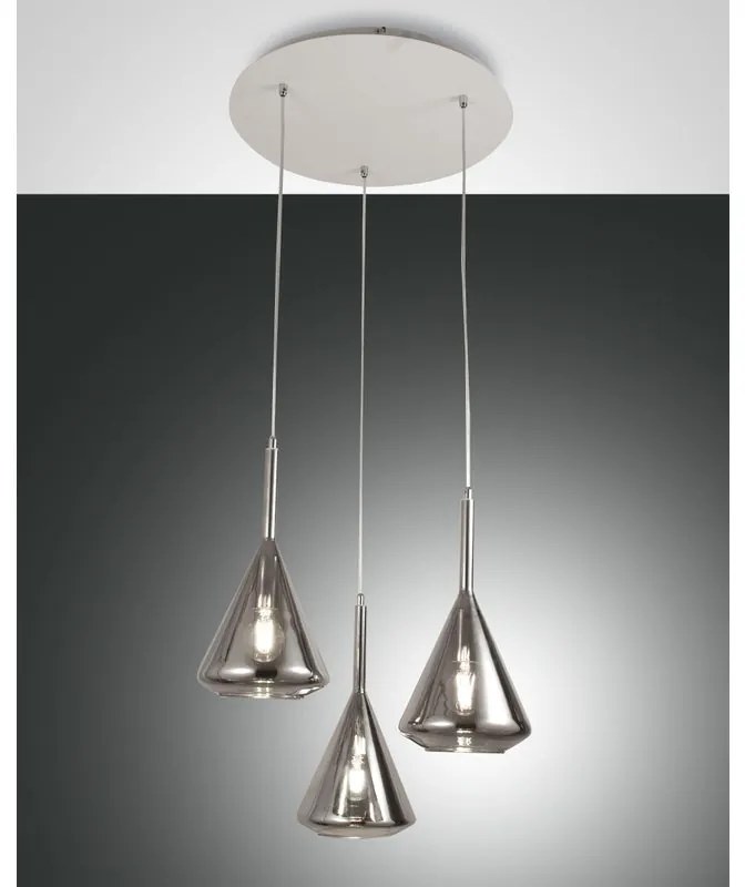 Lampadario Glamour Tris bianco paralume fumo 3x E27 LA MIA LUCE