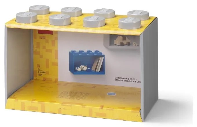 Mensola a muro grigia per bambini Brick 8 - LEGO®