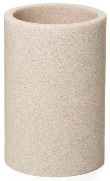 Portaspazzolini bagno beige in resina design moderno serie Sahara