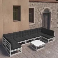 Set Divani da Giardino 8 pz Cuscini Bianchi Massello di Pino cod mxl 41614