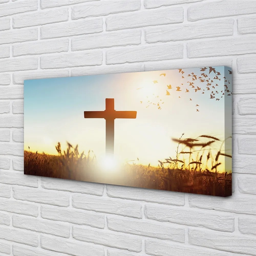 Stampa quadro su tela Cross Sunfield 100x50 cm