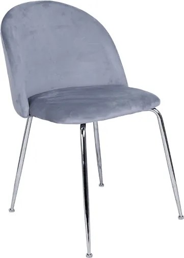 Sedia da pranzo in velluto Grigio Balena con gambe in metallo Cromo - PARIS 2 sedie