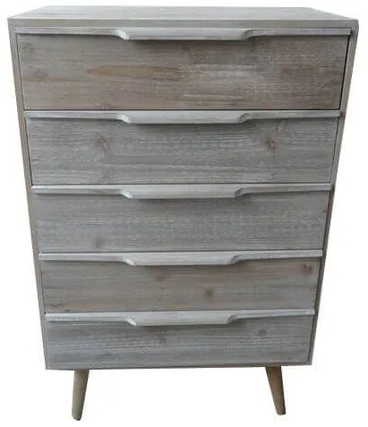 ANGELINE - mobiletto 5 cassetti in paulownia e mdf industrial