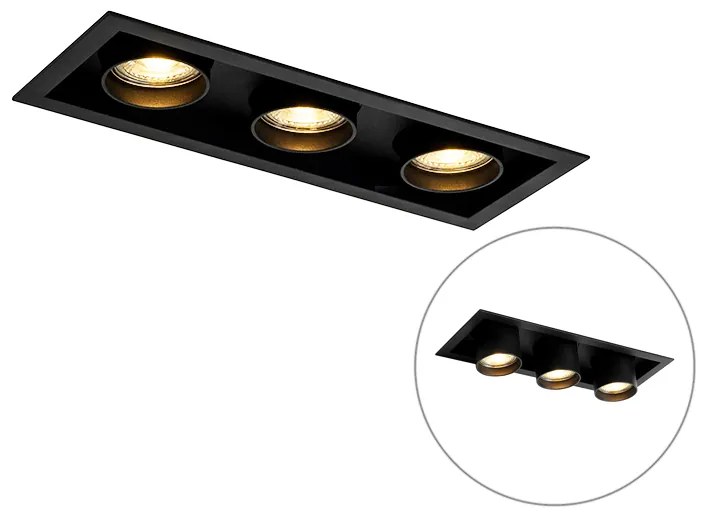 Set di 6 Faretto da incasso moderno nero orientabile 3 luci - ROOF