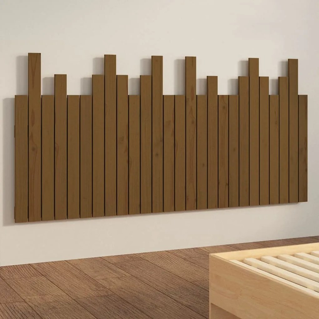 Testiera da parete miele 166x3x80 cm in legno massello di pino