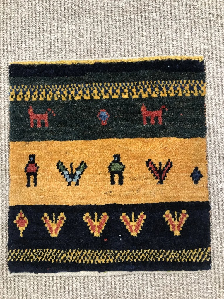 Gabbeh Tappeto 40 x 40 Giallo (Iran) Annodato A Mano
