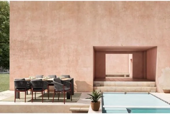 Tavolo Da Esterno In Alluminio Piano In Teak Allungabile 100x228/294 Cm Cameron Antracite Bizzotto