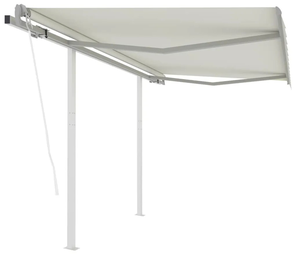 Tenda Da Sole Retrattile Automatica Con Pali 3x2,5 M Crema /