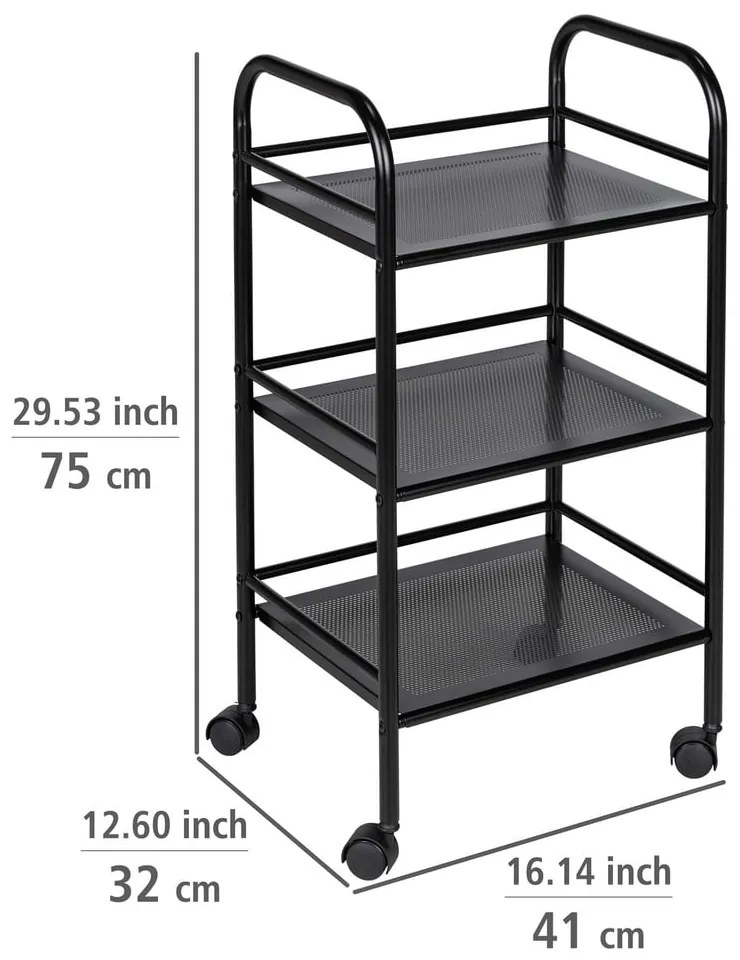 Scaffale mobile in metallo nero 41x75 cm - Wenko