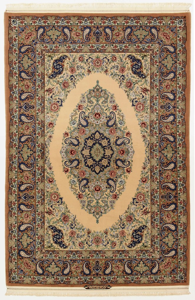 Isfahan Tappeto 210 x 140 (Iran) Annodato A Mano