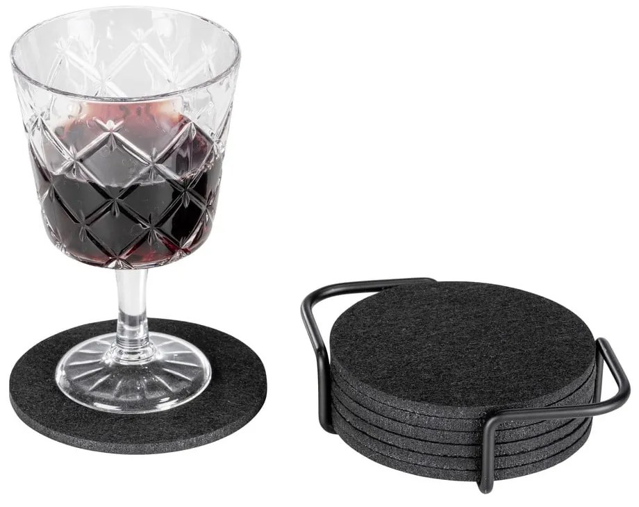 Sottobicchieri neri in set da 8 con supporto - Wenko