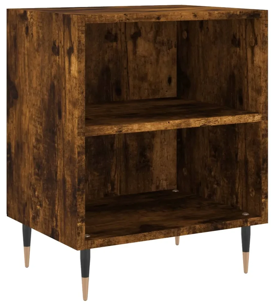 Comodini rovere fumo 2 pz 40x30x50 cm in legno multistrato