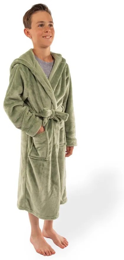 Accappatoio per bambini verde in micropile 122-128 Delux – Tiseco Home Studio