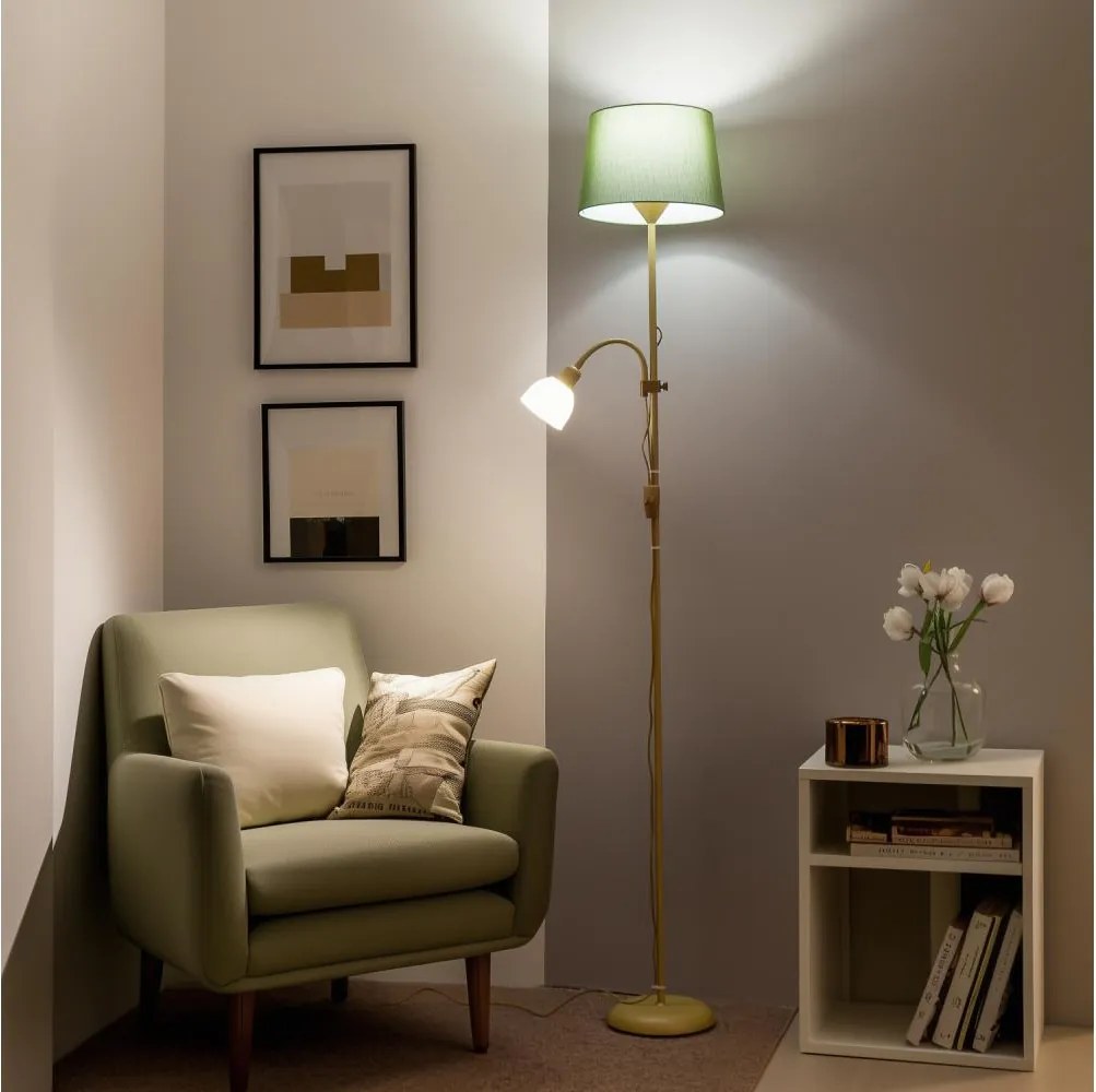 Brilagi - Lampada da terra CERIA 1xE27/100W/230V + 1xE14/25W dorata/verde