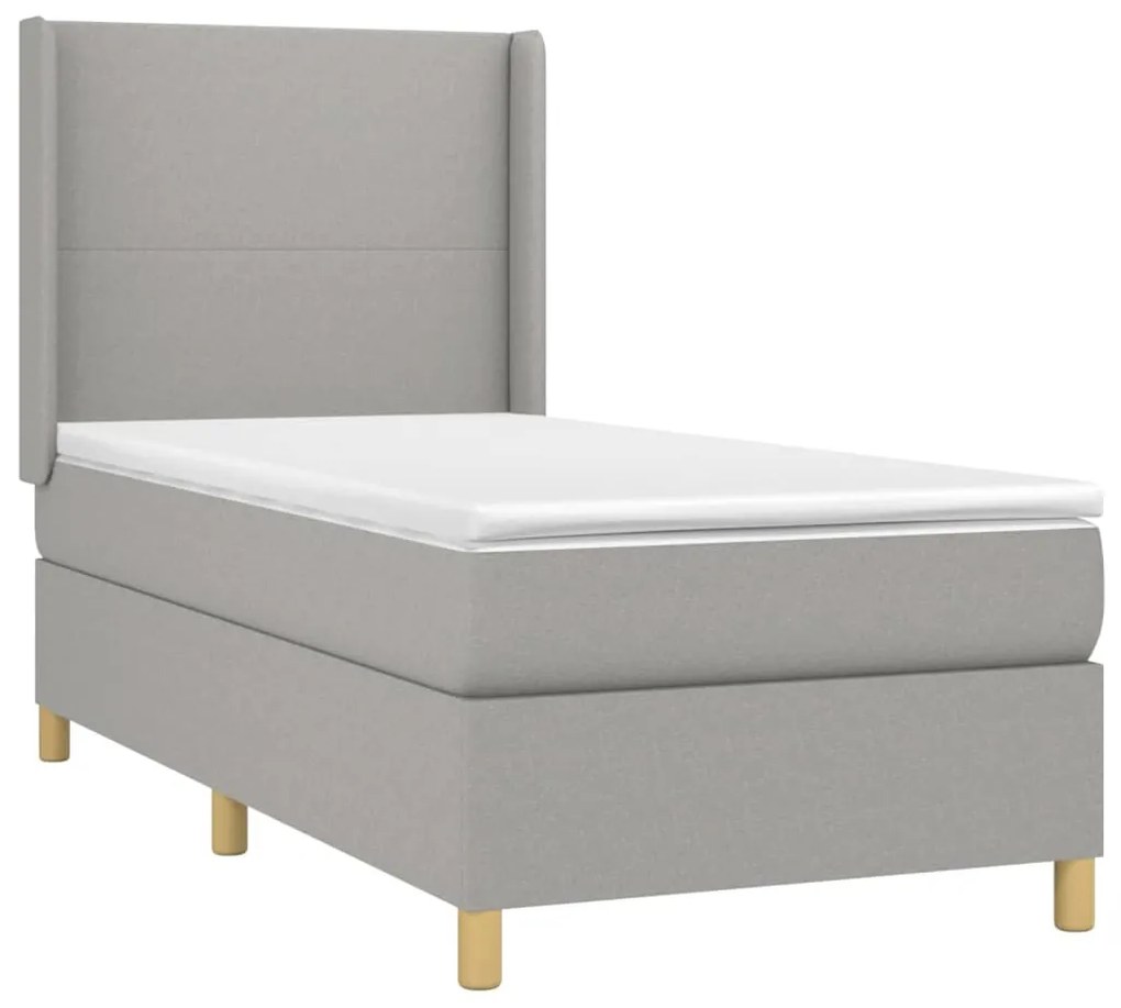 Letto a Molle Materasso e LED Grigio Chiaro 100x200 cm Tessuto