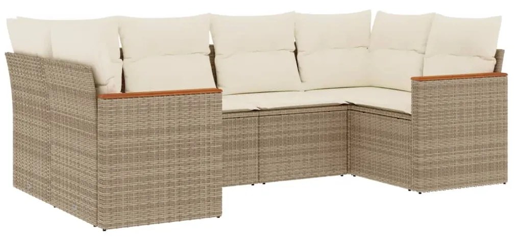 Set divano da giardino 6 pz con cuscini beige in polyrattan