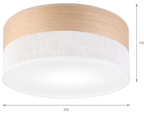 Plafoniera SIRJA WOOD 1xE27/15W/230V diametro 35 cm bianco/quercia