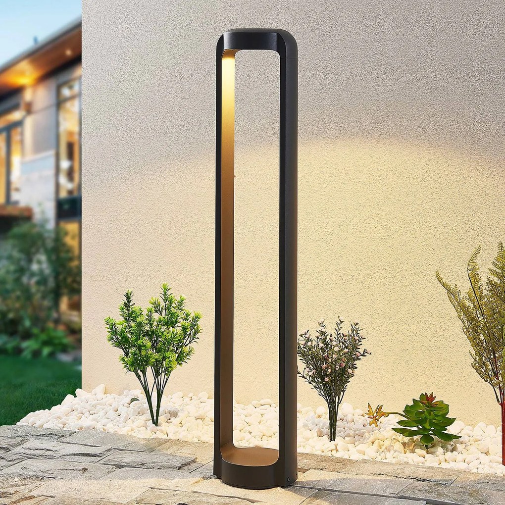 Lucande Lampione a LED Habsa, 80 cm, antracite, alluminio