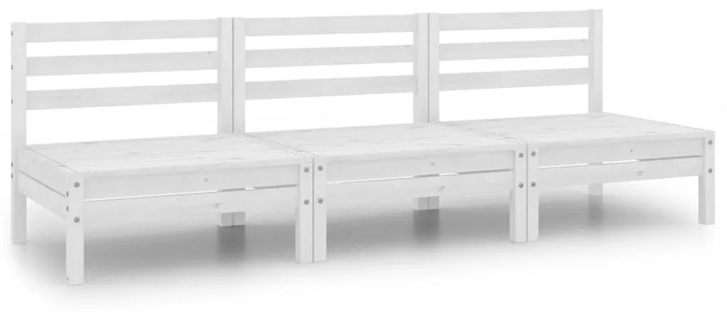 Set divani da giardino 3 pz bianco in legno massello di pino